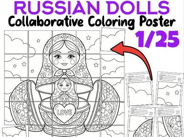 Layers of Love Russian Dolls Collaborative Coloring Poster | Classroom Art