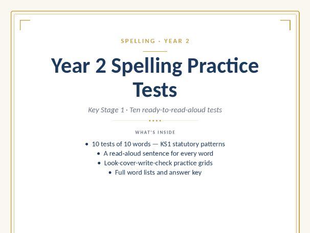 Year 2 Spelling Practice Tests