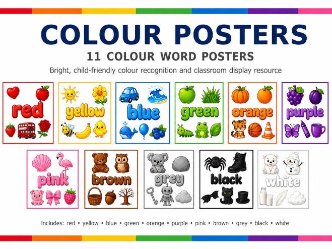 Colour Posters, Recognition & Words | EYFS, Nursery & Reception