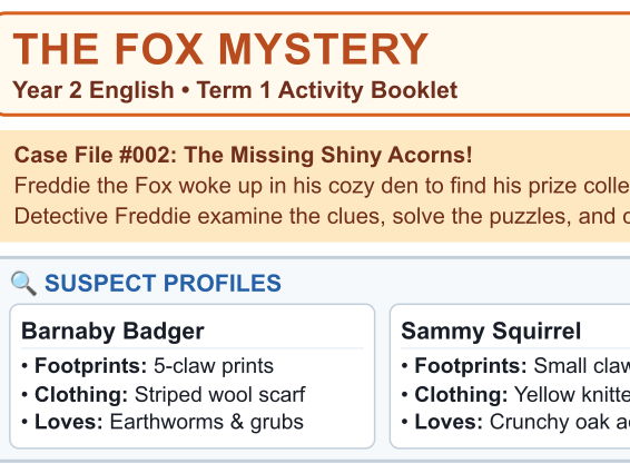 Year 2 Fox Mystery: KS1 Grammar & Writing