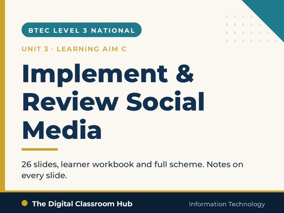 BTEC L3 IT Unit 3 | Learning Aim C Complete Pack | Implementing Social Media in Business