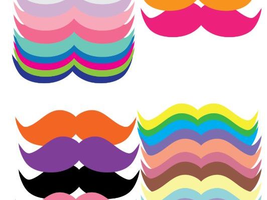 Mustache Colorful Clipart for Personal & Commercial Use