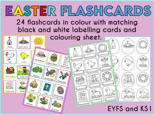 Easter Flashcards and Colouring Fun