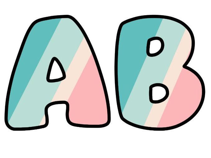 Cyan Pink White Stripes Classroom Display Lettering Set | Upper & Lowercase Letters, 0-9 and Signs