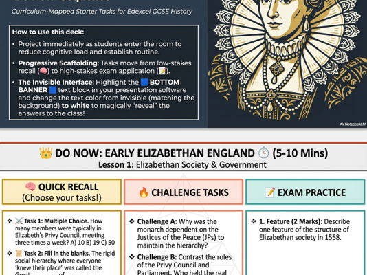 Edexcel GCSE History: Early Elizabethan England 1558-1588 | 12 'Do Now' Starter Lessons