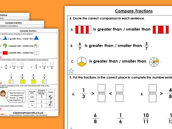 Fraction worksheet for grade 3 with answers image