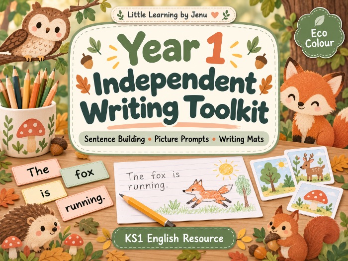 Year 1 Independent Writing Toolkit | Woodland Theme | Sentence Building, Picture Prompts & Writing M