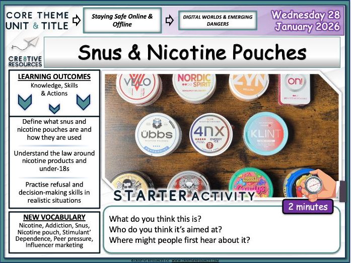 Snus & Nictoine Pouches - PSHE lesson