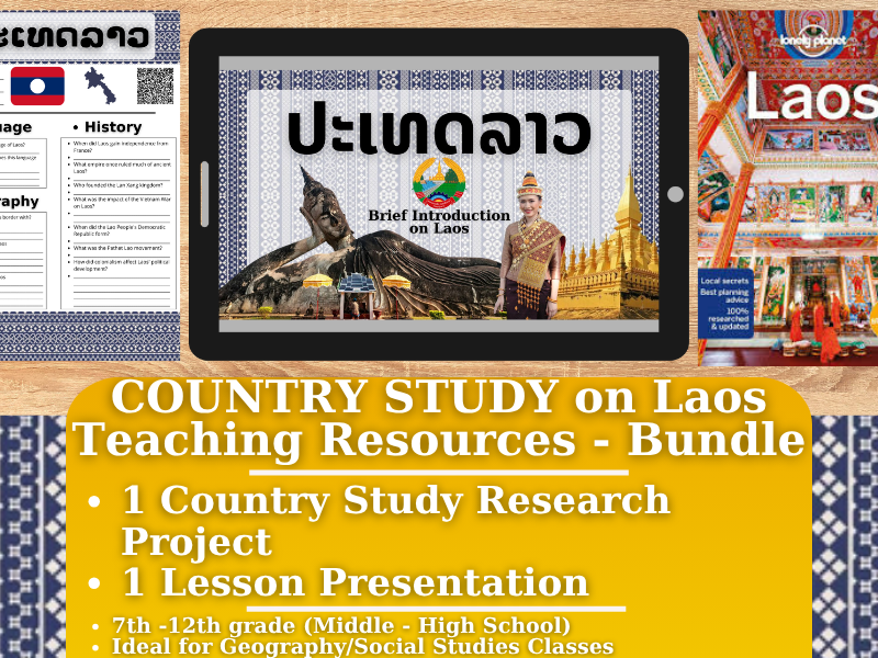Country Study Teaching Resources - Laos - Social Studies + Geography - Bundle