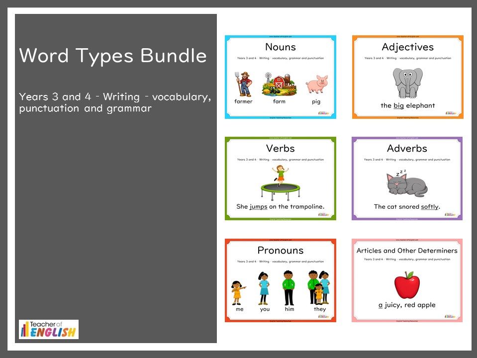 Word Types Bundle - Years 3 and 4 Grammar
