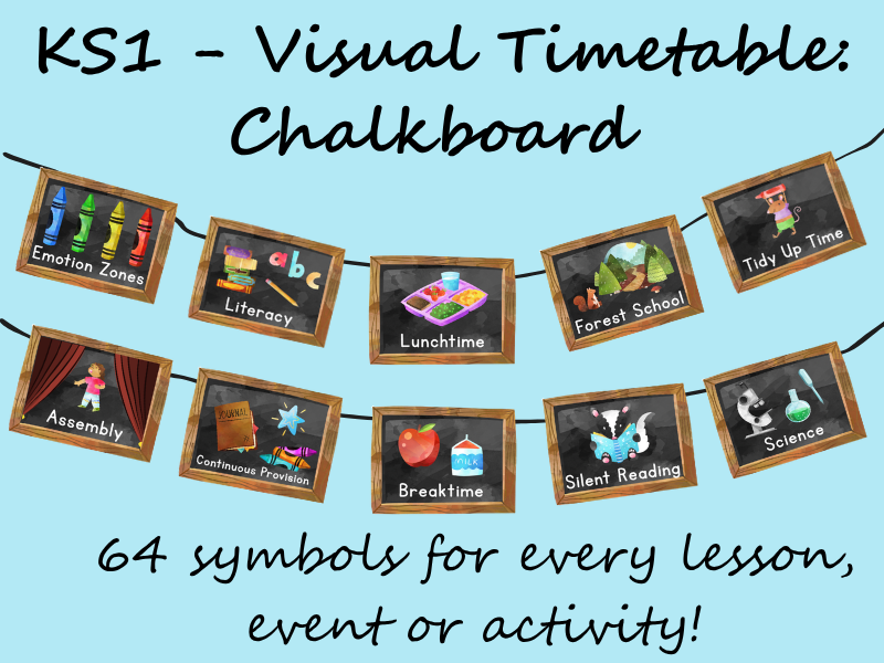 Visual Timetable: Chalkboard (KS1 Symbols)