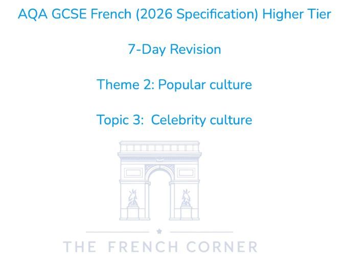 FREE 2026 AQA GCSE French Higher – 7-Day Revision Booklet 2.3 Celebrity culture