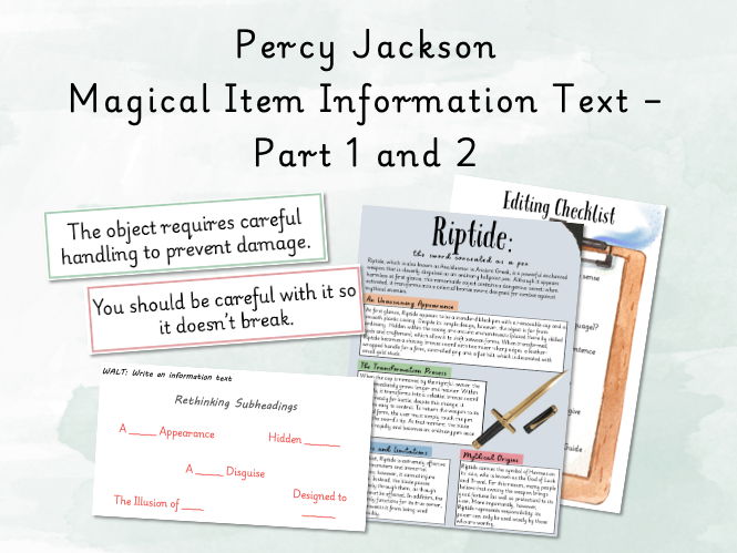 Y5/6 Percy Jackson Magical Item Information Text