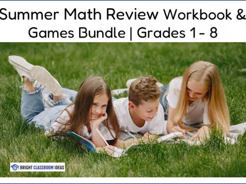 Summer Math Review Workbook & Games Bundle | Grades 1 - 8