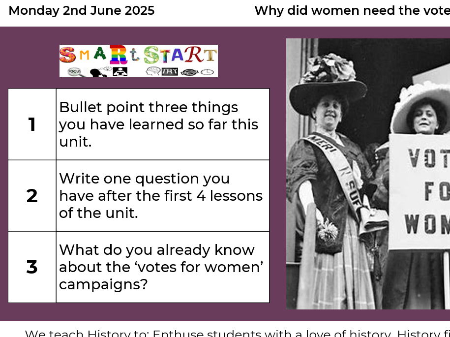 Y8 Suffrage - 13 Lessons + Assessment