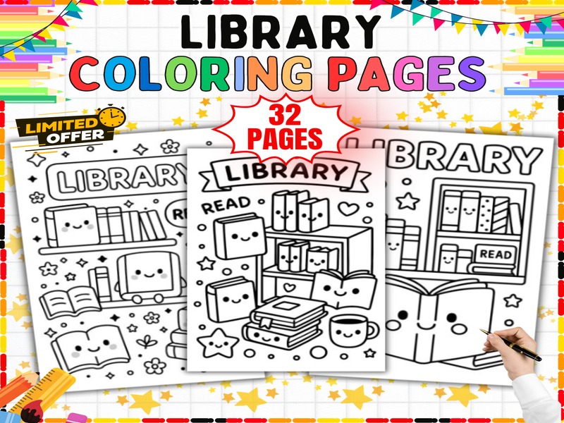 Reading Coloring Pages | 32 Printable Sheets | Book Week Activity for Class