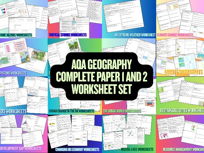 Paper 1 and 2 Worksheets Complete Bundle (AQA GCSE Geography)