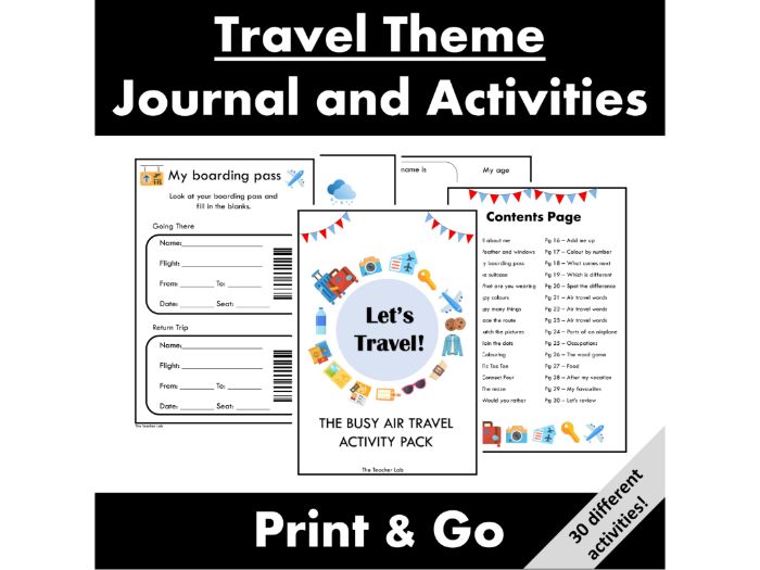 Travel Theme Activities Preschool & Kindergarten Airplane Worksheets, Journal