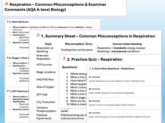 AQA A Level Biology Misconceptions & Practice Chapter 12 Respiration