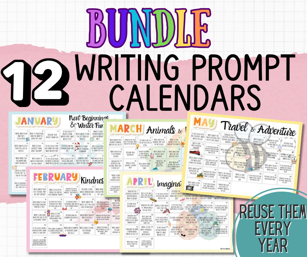 Monthly Writing Prompt Calendars – FULL YEAR BUNDLE (ESL/EAL | Daily Journal | Morning Work)