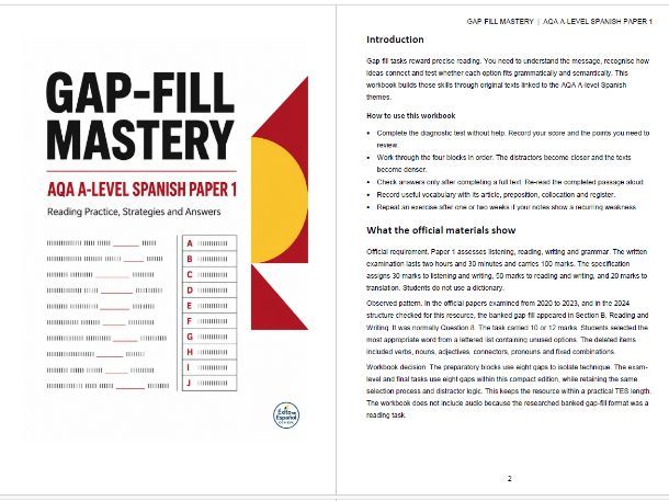 AQA A-Level Spanish Gap-Fill Practice: 22 Exam-Focused Activities with Answers