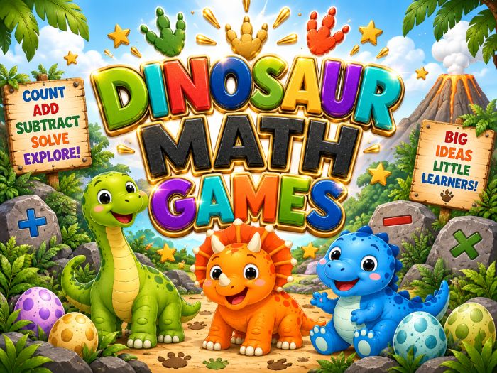 Dinosaur Math Games | Counting Numbers 1–20 & Number Sense Activities | Preschool–Grade 1