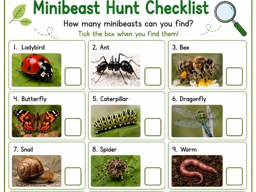 Minibeast Hunt Checklist EYFS/KS1