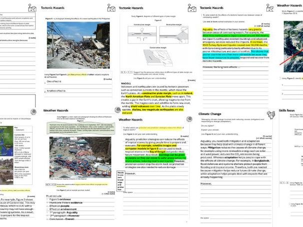 Natural Hazard Exam Question Booklet - AQA Geography