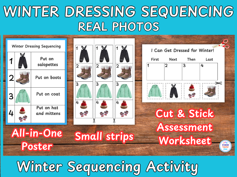 Winter Dressing Sequencing Real Photos | EYFS