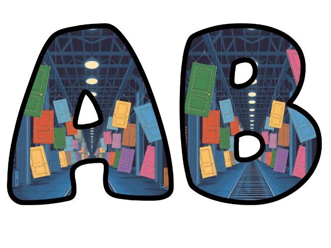 Hanging Door Warehouse Lettering Set for Classroom Display | Upper & Lowercase, 0-9 and Signs
