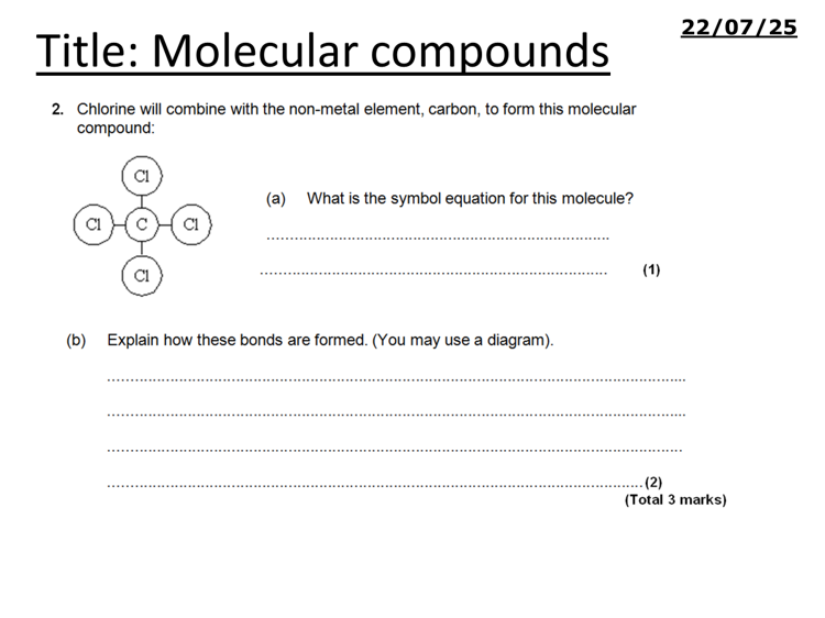 Molecular compounds - complete lesson (GCSE 1-9)