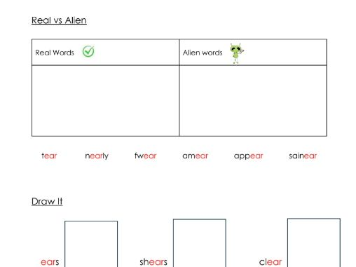 Phonics - ear sound worksheets - Resource bundle