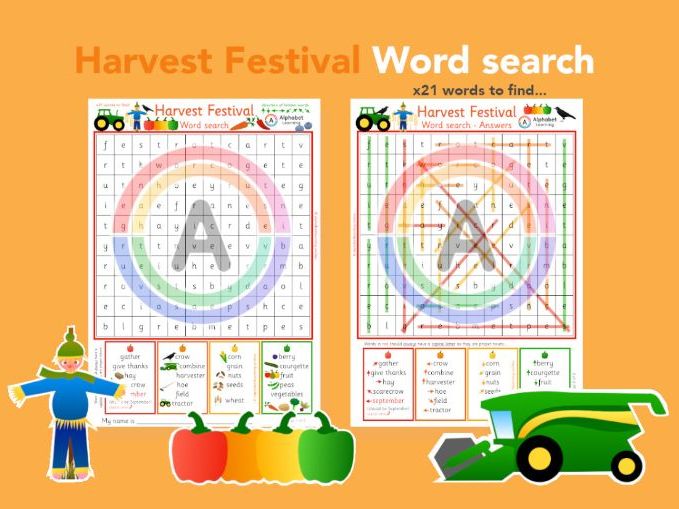 Wordsearch - Harvest Festival, x21 words to find