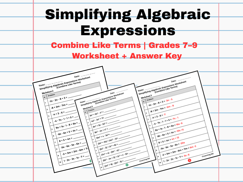 Simplifying Algebraic Expressions: