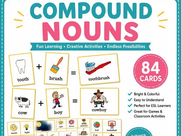 Compound Nouns Practice | ESL Grammar Worksheet | Vocabulary Activities | Printable PDF