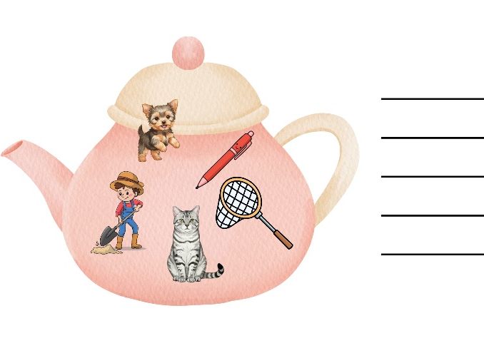 Phase 2 Phonics Teapot Words – Say & Write (3 Sheets)