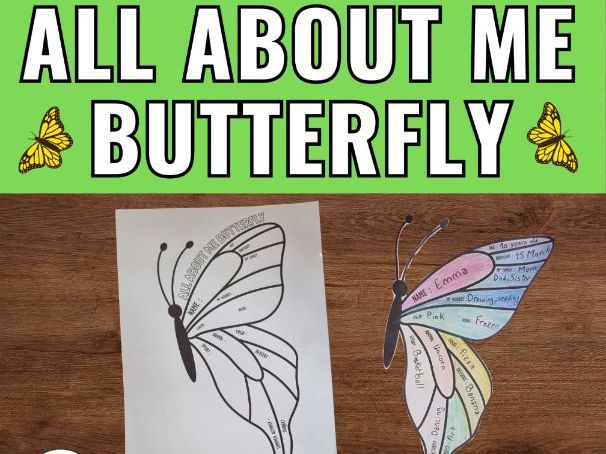 All About Me Butterfly Craft | First Day Back to School Activity Worksheet