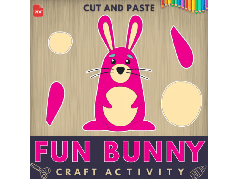 Pink Bunny Craft Activity – Build a Cute Rabbet Printable Color, Cut & Paste Fun for Kids!