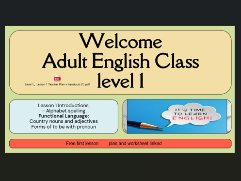 English Lesson Plan 1: Introductions - Adult Beginner
