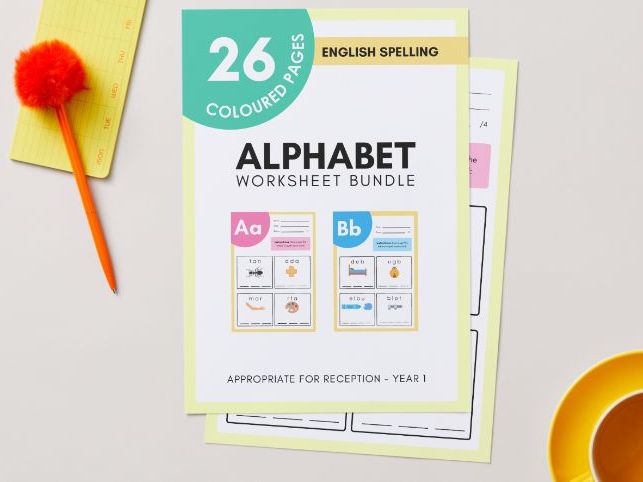 Alphabet Spelling Worksheet Bundle A–Z – Unscramble the Words, Picture Cues & Early Spelling