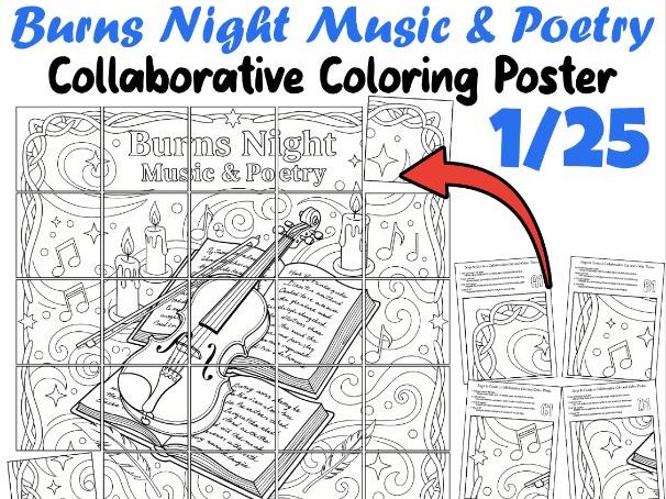 Burns Night Music & Poetry | Collaborative Coloring Poster