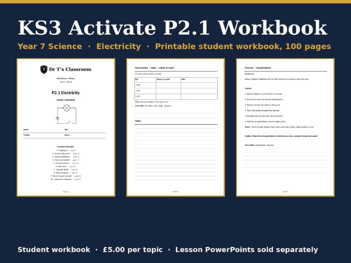 KS3 Activate P2.1 Electricity Student Workbook