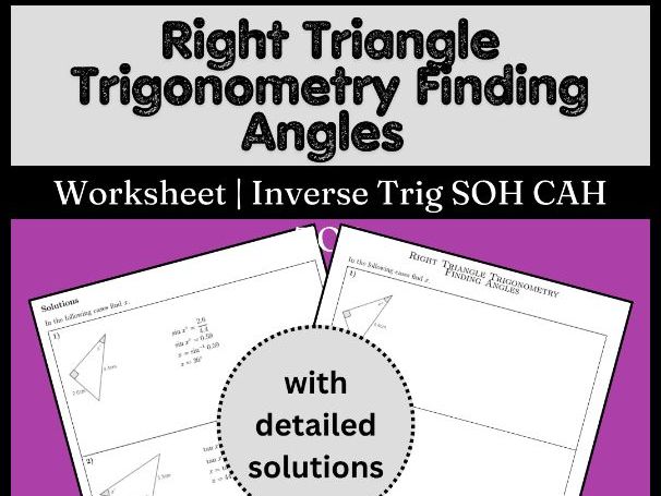 Right Triangle Trigonometry Finding Angles Worksheet | Inverse Trig SOH CAH TOA
