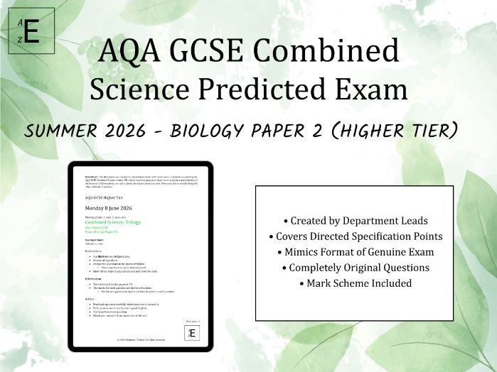 Summer 2026 GCSE Combined Science Predicted Exam - AQA Biology 2H (Higher Tier)