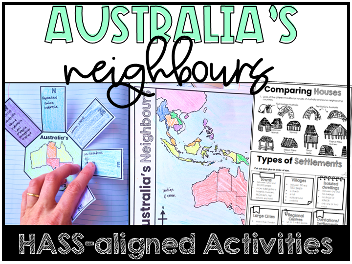 HASS Australia's Neighbouring Countries Year 3 Research and Map Activities