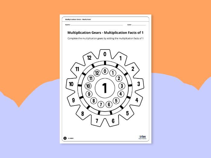 1 times table worksheet