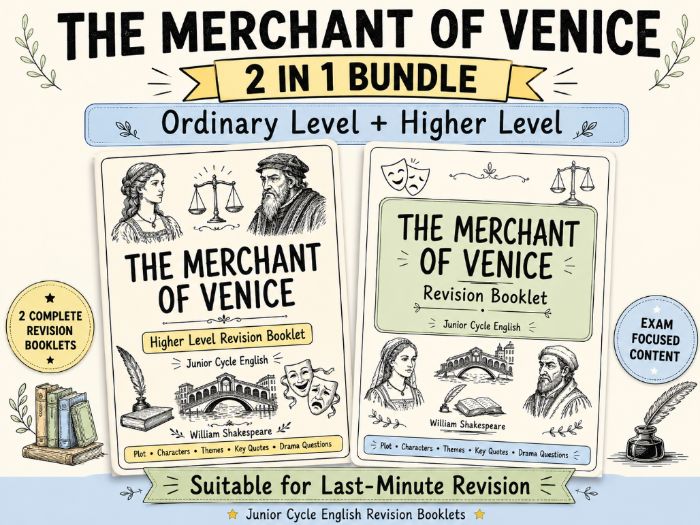 The Merchant of Venice - Revision Infographic Booklet (Ordinary Level and Higher Level)