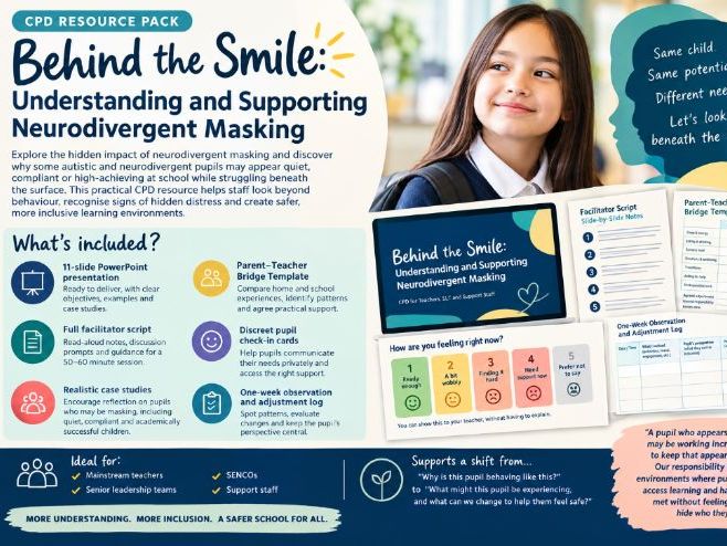 Behind the Smile: Understanding and Supporting Neurodivergent Masking – complete CPD resource pack