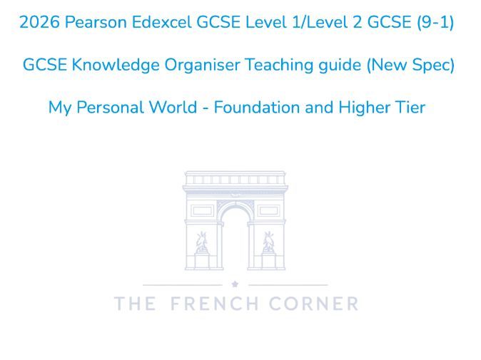 FREE 2026 Edexcel GCSE French KO + Writing Mat – My Personal World (French and English)