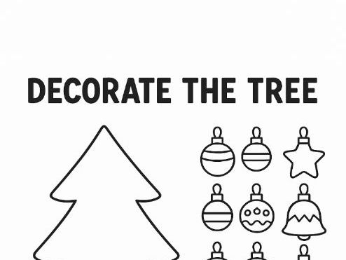 Decorate the Tree Color, Cut and Stick Worksheetu
